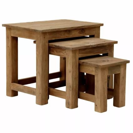 CONJUNTO 3x Mesas de cabeceira RAMI 51x28 cm madeira maciça/rosewood