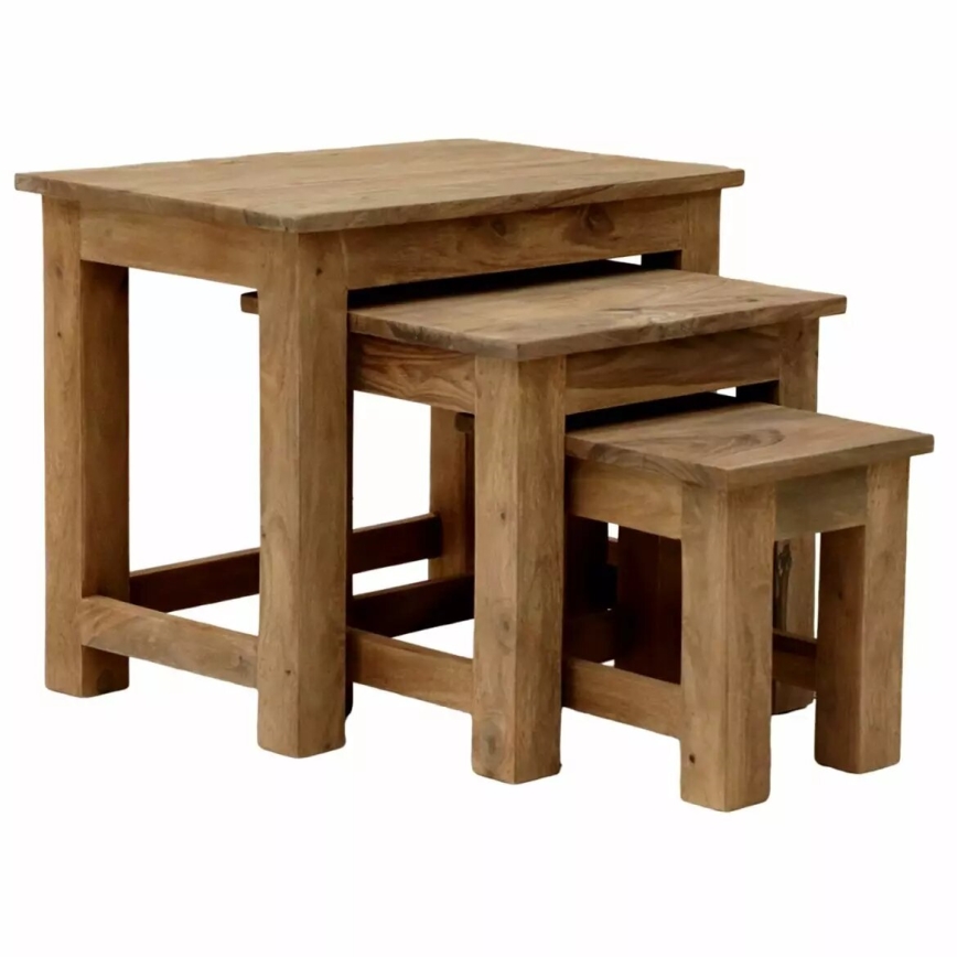 CONJUNTO 3x Mesas de cabeceira RAMI 51x28 cm madeira maciça/rosewood