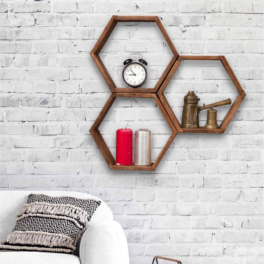 CONJUNTO 3x Prateleira de parede ELFO 38x58 cm castanho