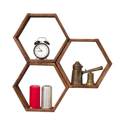 CONJUNTO 3x Prateleira de parede ELFO 38x58 cm castanho