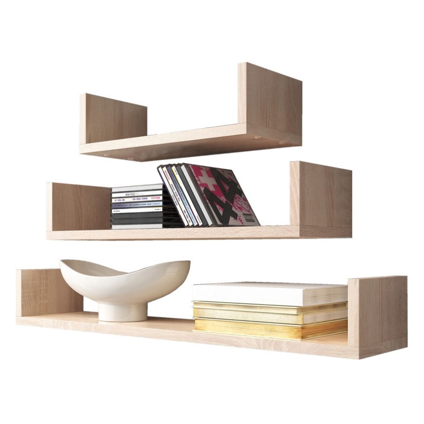 CONJUNTO 3x Prateleiras de parede TRIO bege