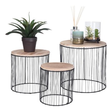 CONJUNTO 3x Suporte para plantas diâmetro 19/23/28 cm preto/bege