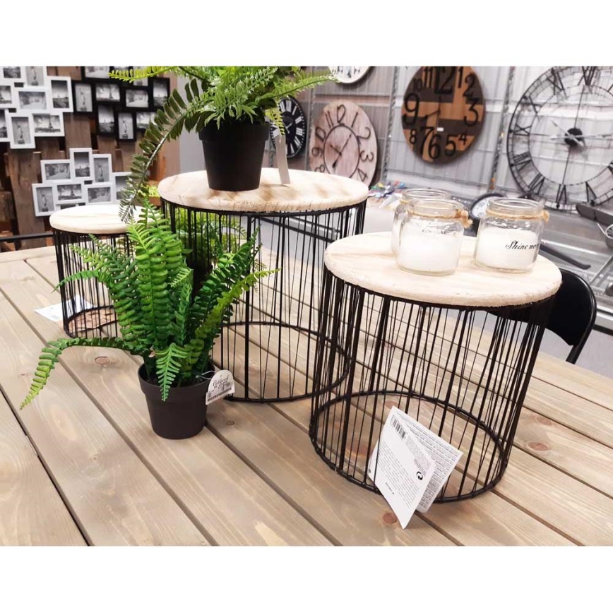 CONJUNTO 3x Suporte para plantas diâmetro 19/23/28 cm preto/bege