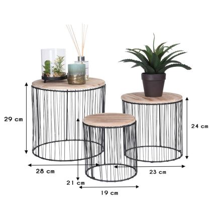 CONJUNTO 3x Suporte para plantas diâmetro 19/23/28 cm preto/bege