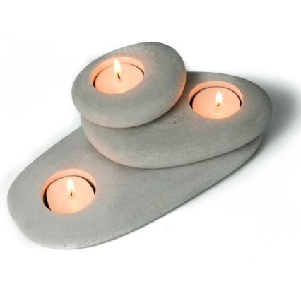 CONJUNTO 3x Suporte para velas de chá 21,5cm/15cm/9cm betão