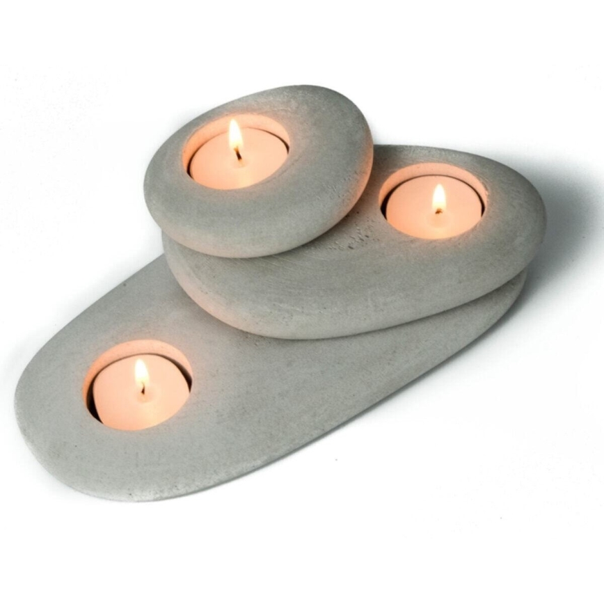 CONJUNTO 3x Suporte para velas de chá 21,5cm/15cm/9cm betão