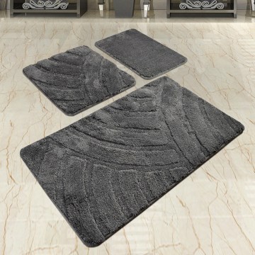 CONJUNTO 3x Tapete de Banheiro ALYA 60/60/100 cm antracite
