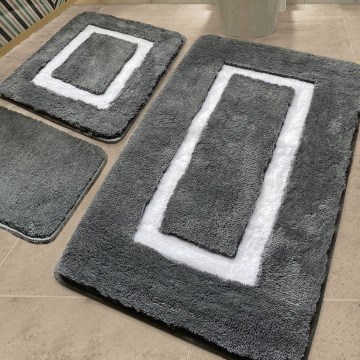 CONJUNTO 3x Tapetes para casa de banho 60/60/100 cm antracite