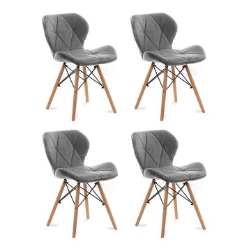 CONJUNTO 4x Cadeira de refeição TRIGO 74x48 cm cinzento claro/faia