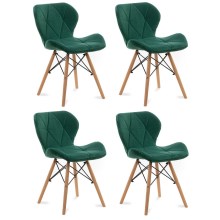 CONJUNTO 4x Cadeira de refeição TRIGO 74x48 cm verde claro/faia