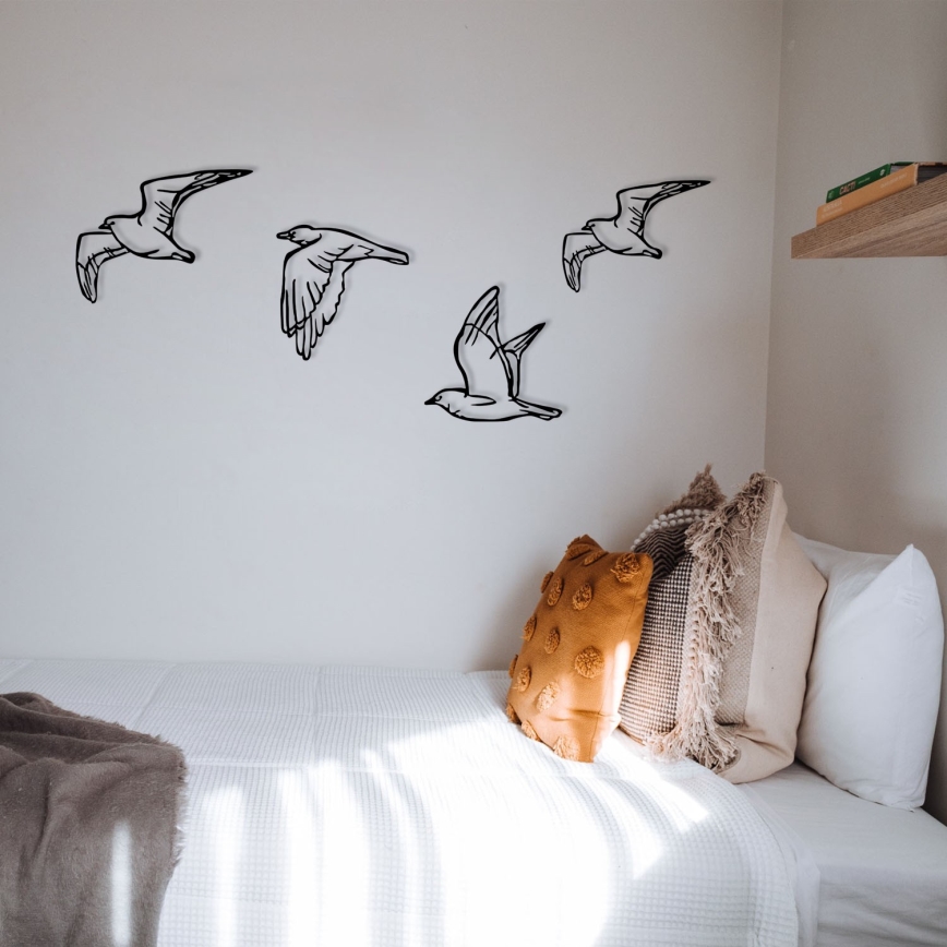 CONJUNTO 4x Decoração de parede pássaros em metal