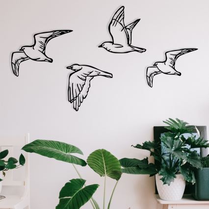 CONJUNTO 4x Decoração de parede pássaros em metal