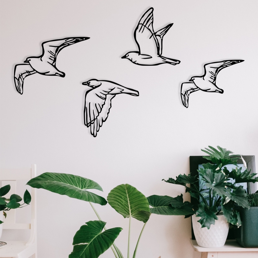 CONJUNTO 4x Decoração de parede pássaros em metal