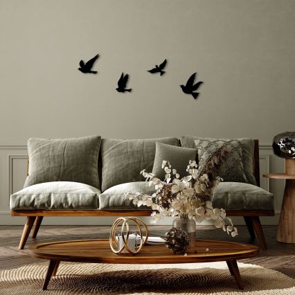 CONJUNTO 4x Decoração de parede pássaros em metal