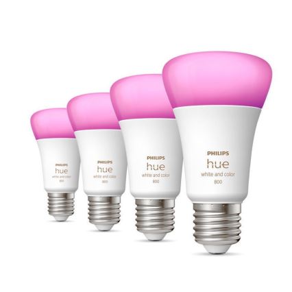 CONJUNTO 4x Lâmpada LED com regulação Philips Hue White And Color Ambience E27/6,5W/230V 2000-6500K