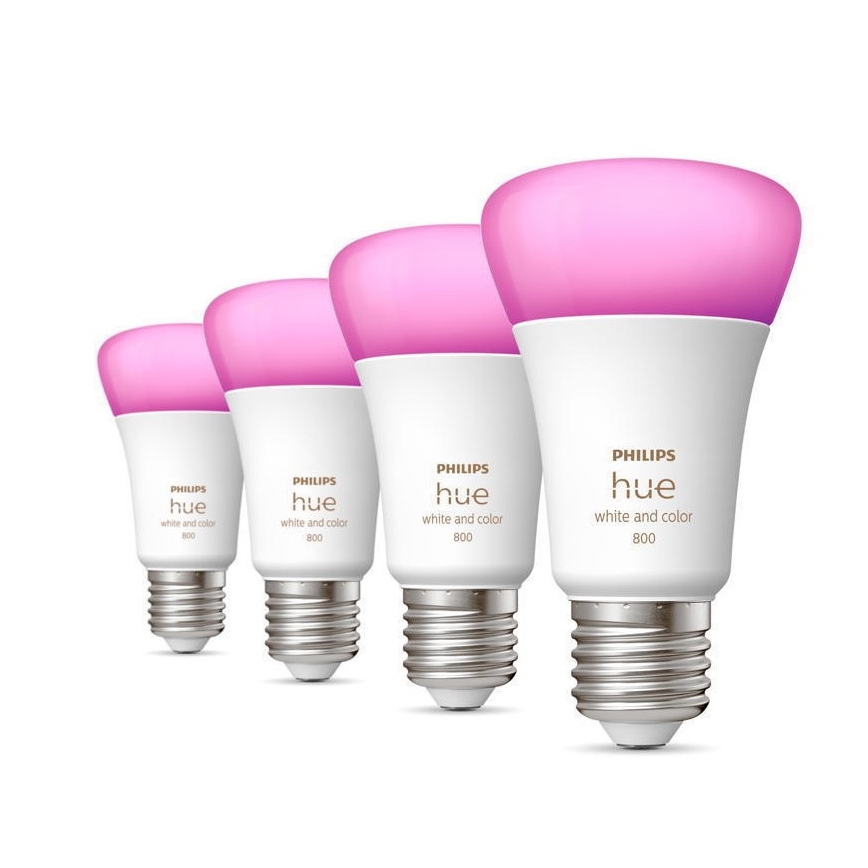 CONJUNTO 4x Lâmpada LED com regulação Philips Hue White And Color Ambience E27/6,5W/230V 2000-6500K