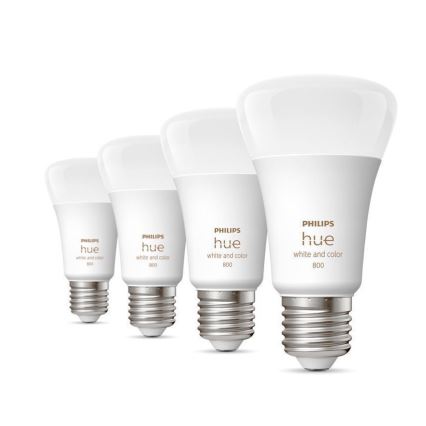 CONJUNTO 4x Lâmpada LED com regulação Philips Hue White And Color Ambience E27/6,5W/230V 2000-6500K