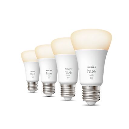 CONJUNTO 4x Lâmpada LED com regulação Philips Hue WHITE A60 E27/9W/230V 2700K