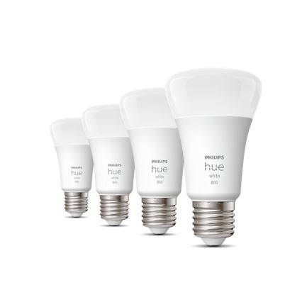 CONJUNTO 4x Lâmpada LED com regulação Philips Hue WHITE A60 E27/9W/230V 2700K