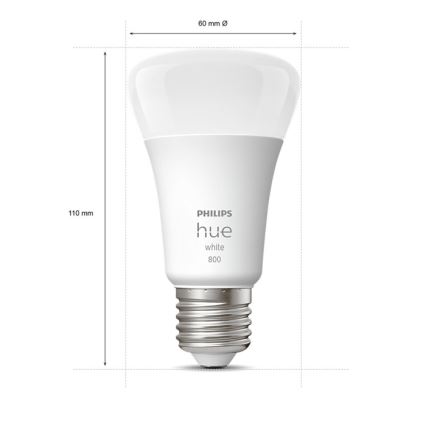 CONJUNTO 4x Lâmpada LED com regulação Philips Hue WHITE A60 E27/9W/230V 2700K