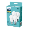 CONJUNTO 4x Lâmpada LED Philips A60 E27/10,5W/230V 2700K