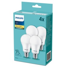 CONJUNTO 4x Lâmpada LED Philips A60 E27/10,5W/230V 2700K