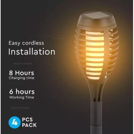 CONJUNTO 4x Lâmpada Solar LED 4xLED/3,6V 1xAAA IP44 100 mAh