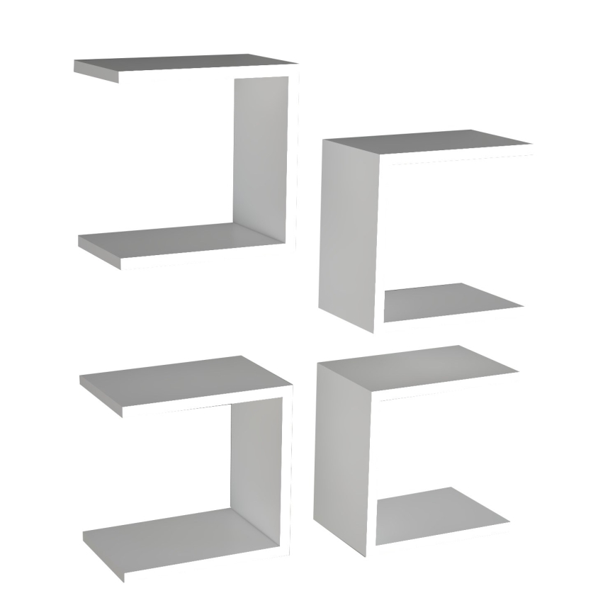 CONJUNTO 4x Prateleira de parede BASE 30x30 cm branco