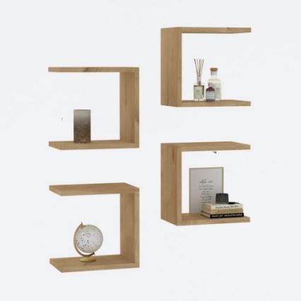 CONJUNTO 4x Prateleira de parede BASE castanha