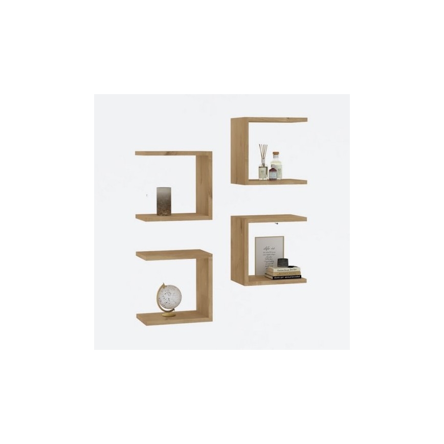 CONJUNTO 4x Prateleira de parede BASE castanha