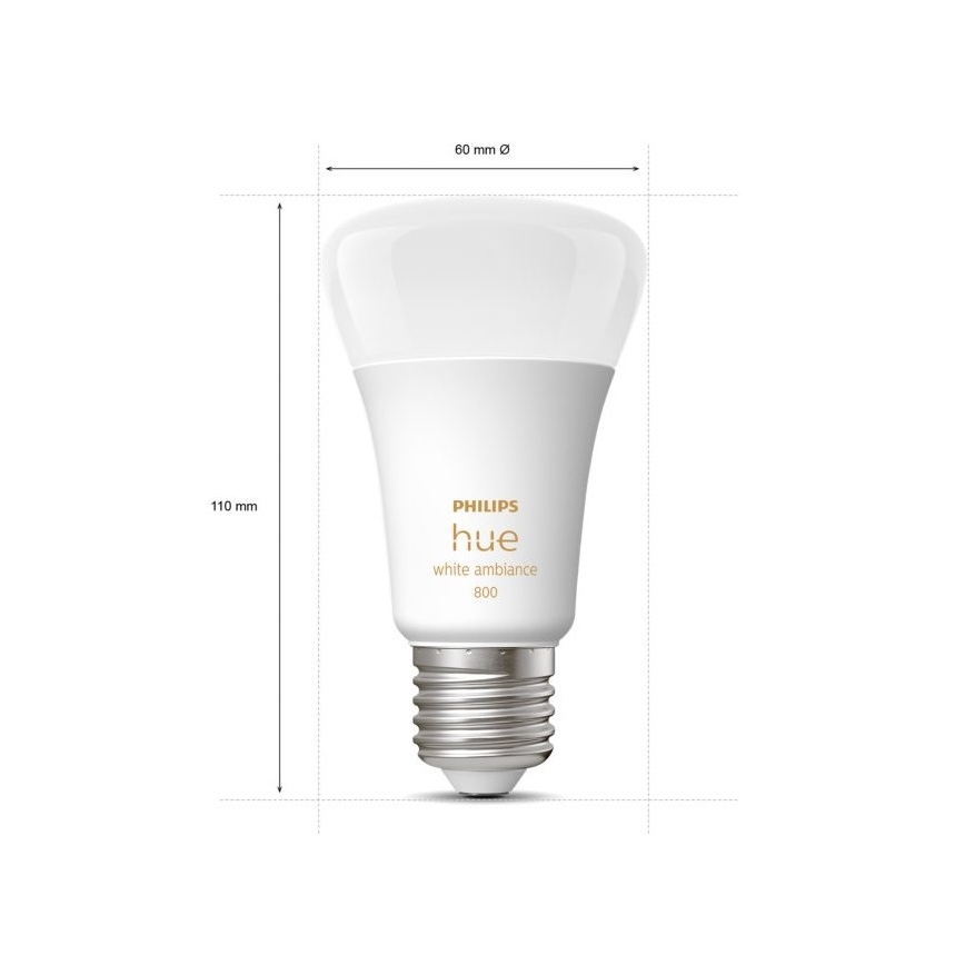 CONJUNTO 4xLâmpada LED com regulação Philips Hue WHITE AMBIANCE E27/6W/230V 2200-6500K