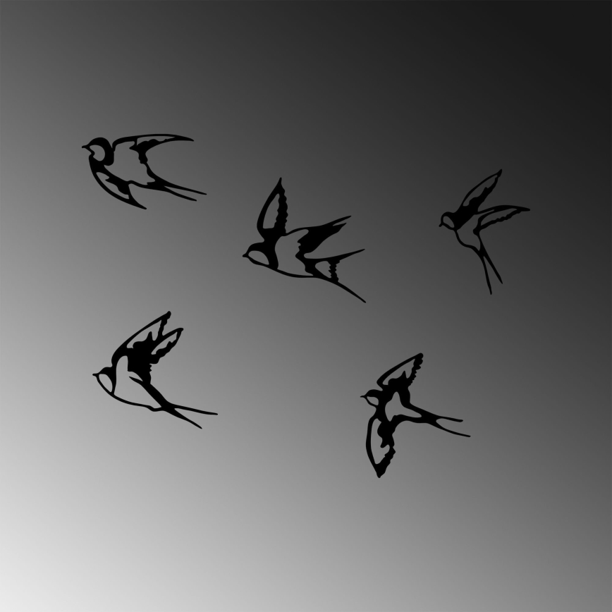 CONJUNTO 5x Decoração de parede pássaros em metal