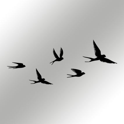 CONJUNTO 5x Decorações de parede com pássaros em metal