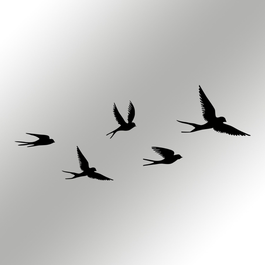 CONJUNTO 5x Decorações de parede com pássaros em metal