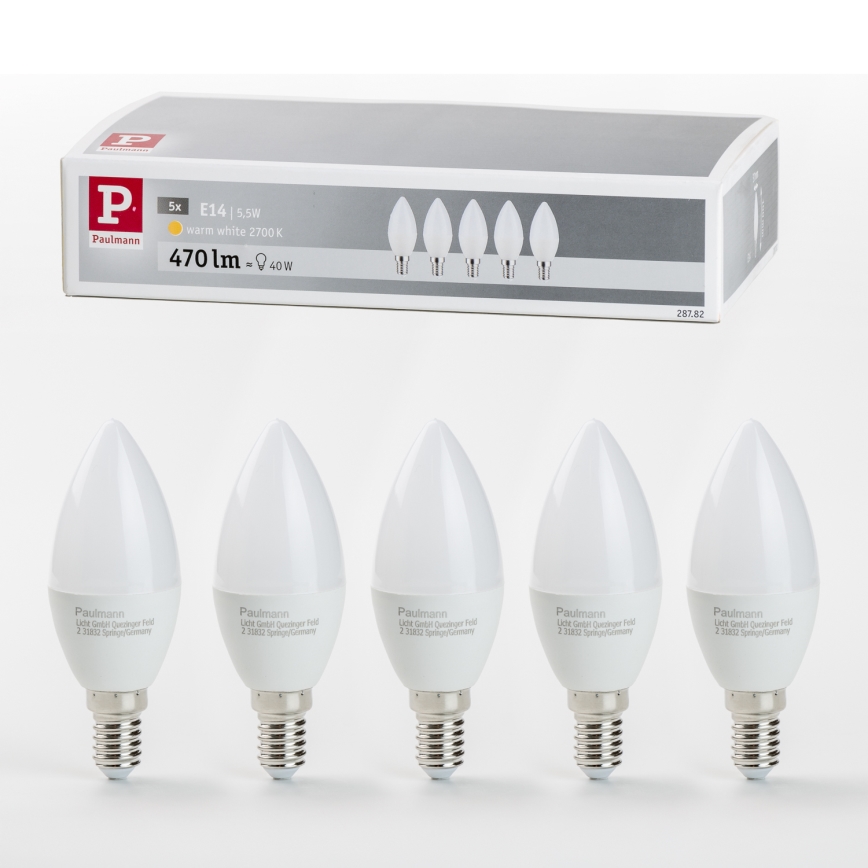 CONJUNTO 5x Lâmpadas LED E14/5,5W/230V 2700K - Paulmann 28782