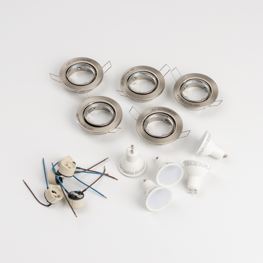 Conjunto 5x luminárias embutidas para casa de banho 1xGU10/4W/230V IP23, acabamento cromo mate