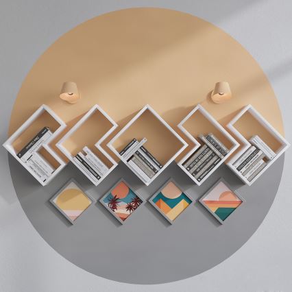 CONJUNTO 5x Prateleira de parede ELITRA branca