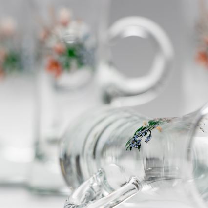 Conjunto 6x copos de licor com pega transparente e padrão de bouquet no. 3