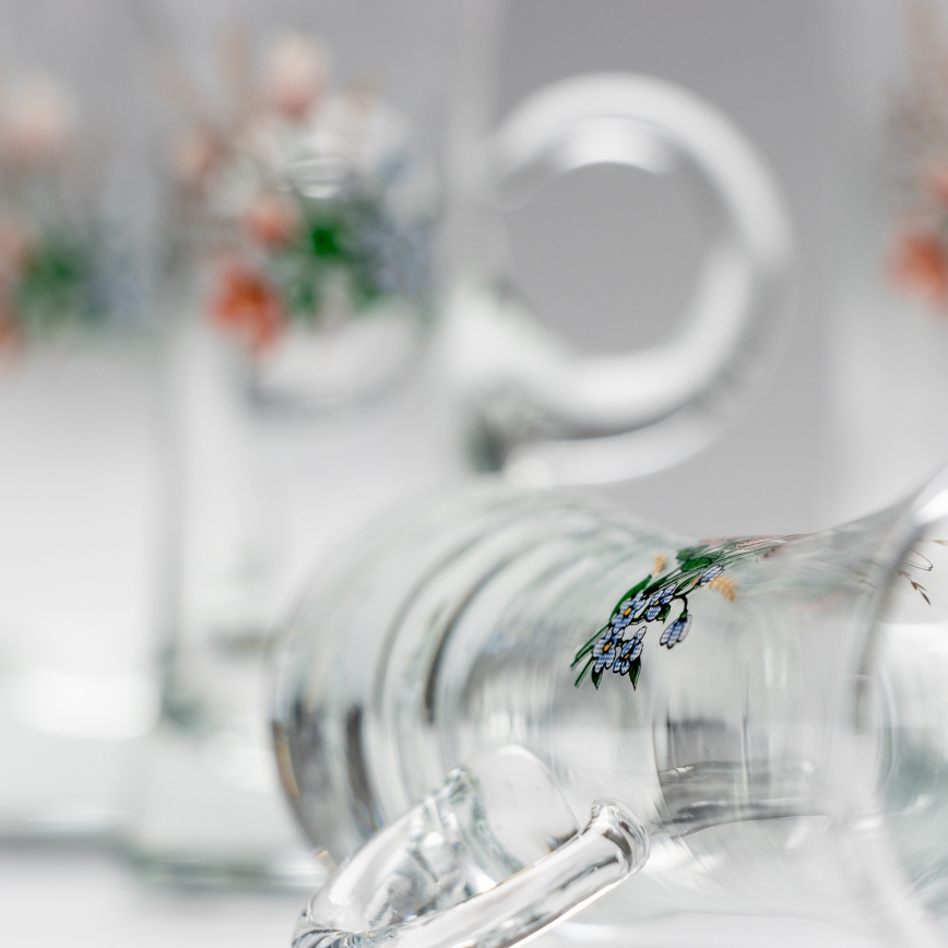 Conjunto 6x copos de licor com pega transparente e padrão de bouquet no. 3