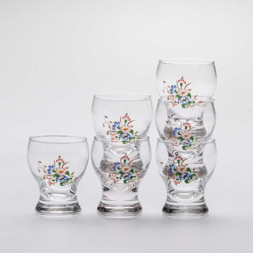 Conjunto 6x copos de licor transparente - padrão floral n.º 3