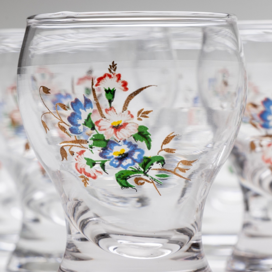 Conjunto 6x copos de licor transparente - padrão floral n.º 3