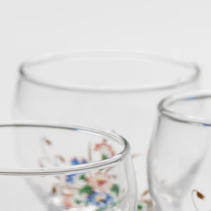 Conjunto 6x copos de licor transparente - padrão floral n.º 3