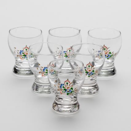 Conjunto 6x copos de licor transparente - padrão floral n.º 3