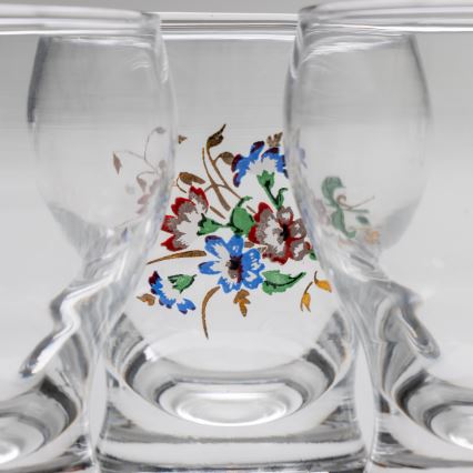Conjunto 6x copos de licor transparente - padrão floral no. 4
