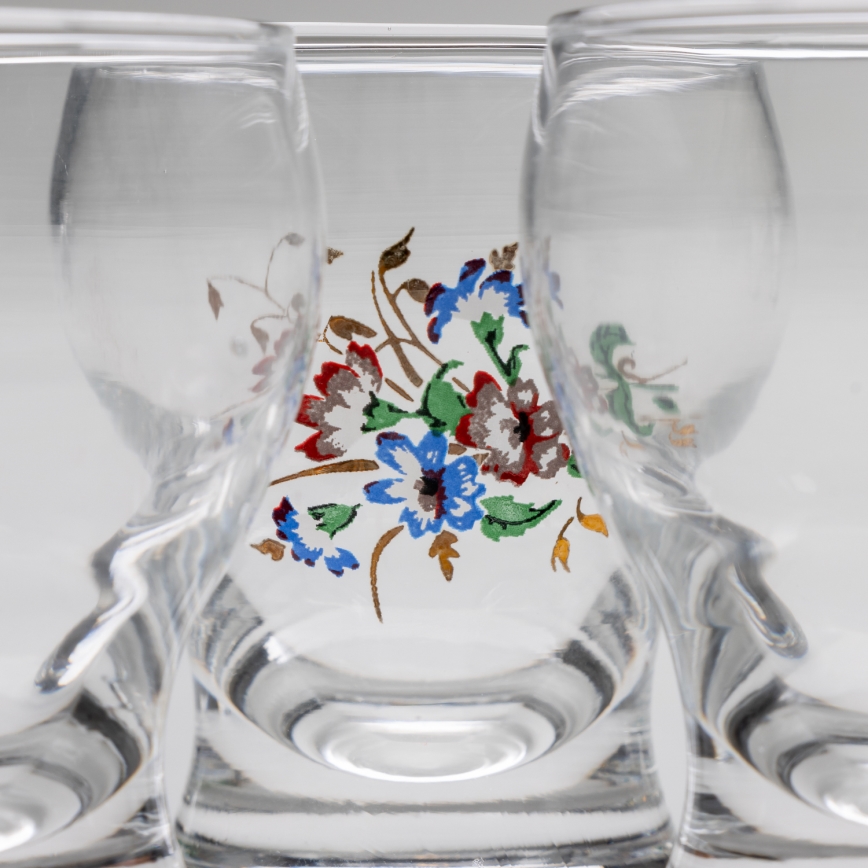 Conjunto 6x copos de licor transparente - padrão floral no. 4