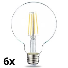 CONJUNTO 6x Lâmpada LED com regulação VINTAGE G93 E27/8W/230V 2700K