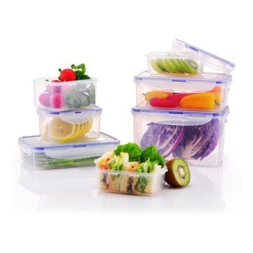 CONJUNTO 7x Pote de alimentos LOCK azul/transparente