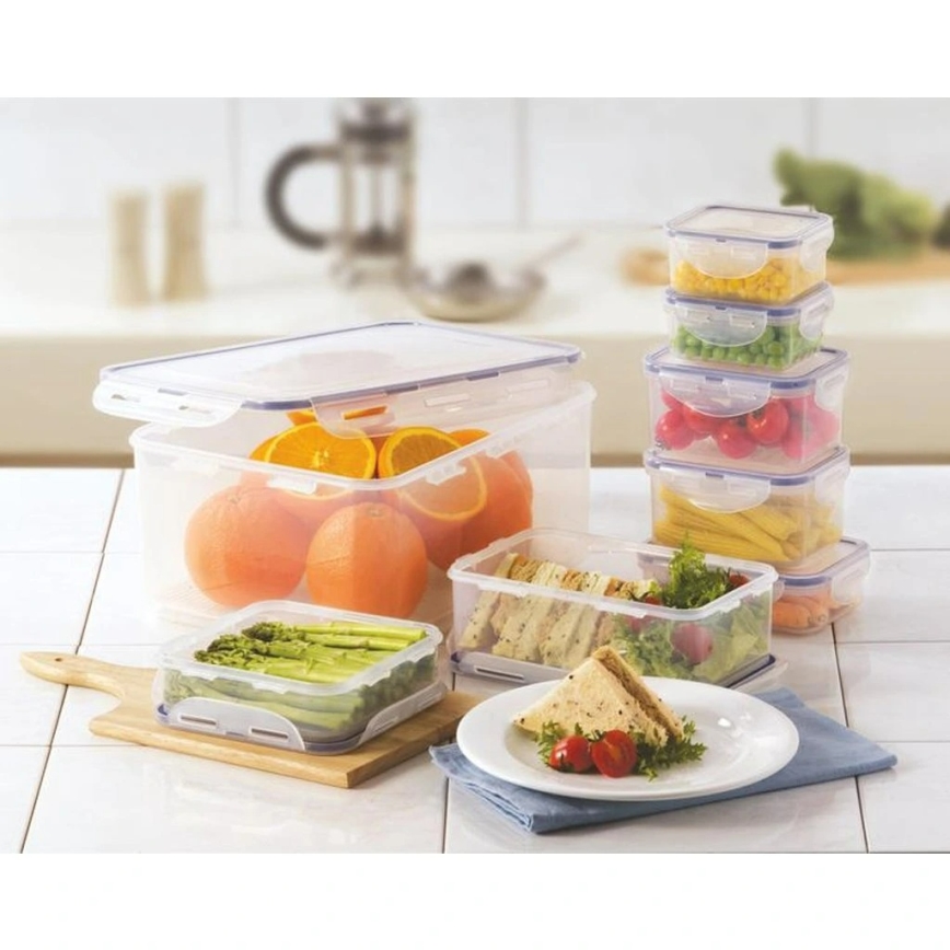 CONJUNTO 7x Pote de alimentos LOCK azul/transparente