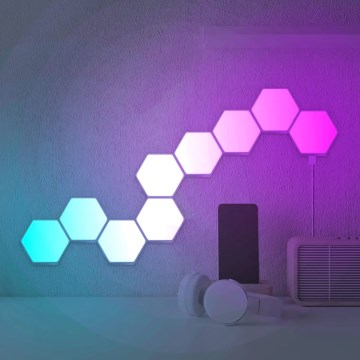 CONJUNTO 9x Luzes LED RGBW  decorativas de parede regulável MAYA LED/1W/230V + comando