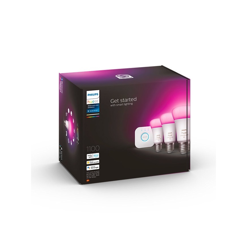 Conjunto básico Philips Hue WHITE AND COLOR AMBIANCE 3xE27/9W/230V 2000-6500K + dispositivo de interconexão